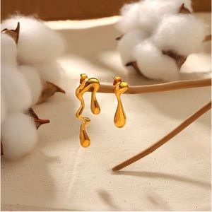 Irregular Drop Pendant Stud Earrings 18k gold plated Stainless Steel